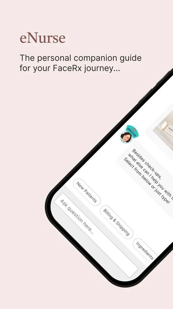 Musely app eNurse screen, a chat guide that checks in during treatment.